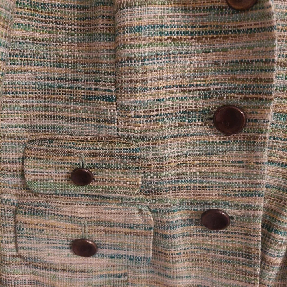 KASPER Women's Cream and Tan Striped Blazer - Picture 4 of 6